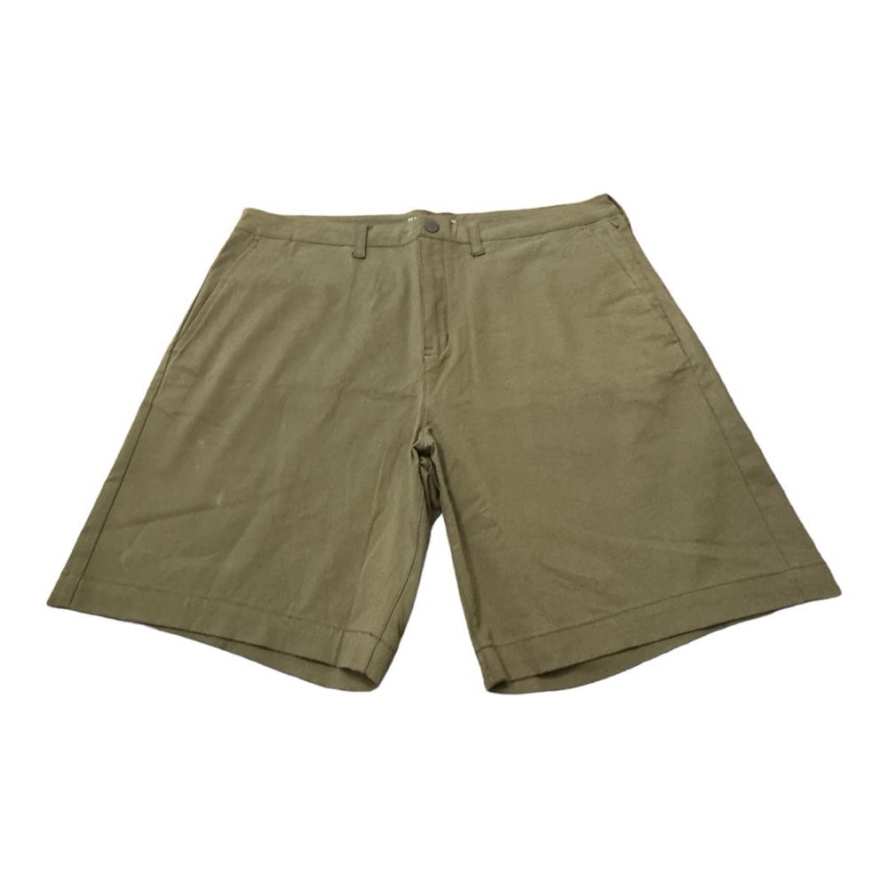 Mack Weldon Olive Green Flat Front Chino Shorts Snap Zipper Men’s Size 36